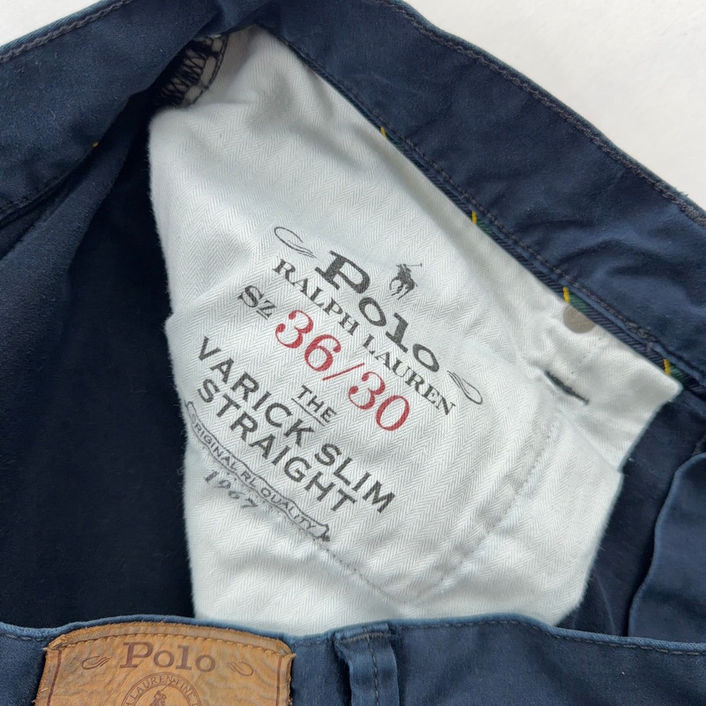 Polo Ralph Lauren Varick Slim Straight Mens Navy Blue Stretch Pants 36/30 - Picture 6 of 11